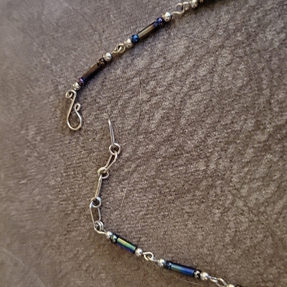 HANDMADE Sodalite Holographic Glass Beaded Esclavage Peruvian Necklace - Picture 5 of 7
